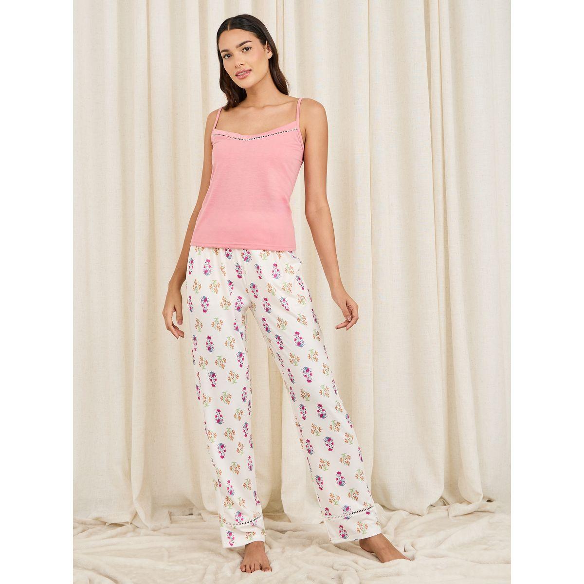 Styli Unwind Lace Ladder Insert Cami and Floral Print Pyjama Set-women-clothing-nightwear-pyjamas-longsets-image-1