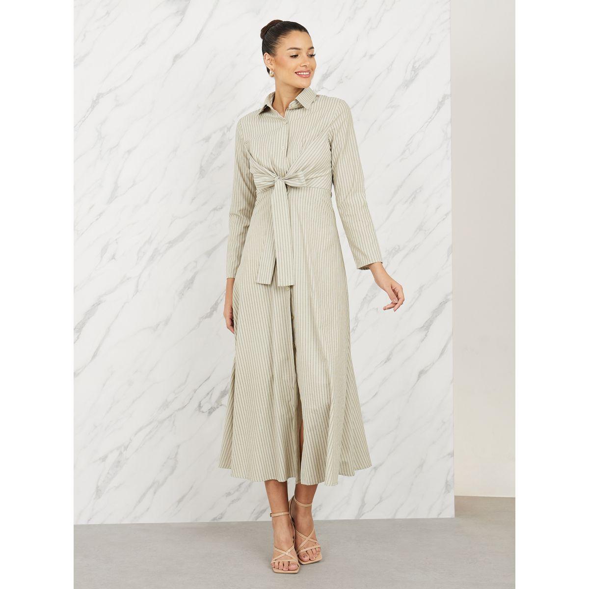 فستان طويل مخطط مع رباط خصر-women-clothing-dresses-image-1