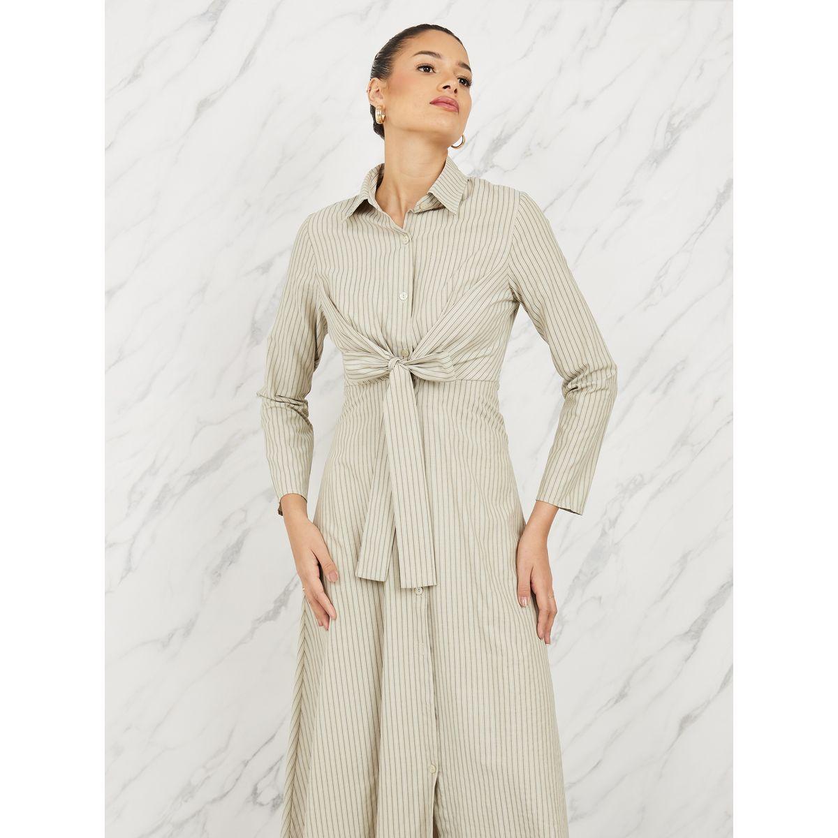 فستان طويل مخطط مع رباط خصر-women-clothing-dresses-image-2