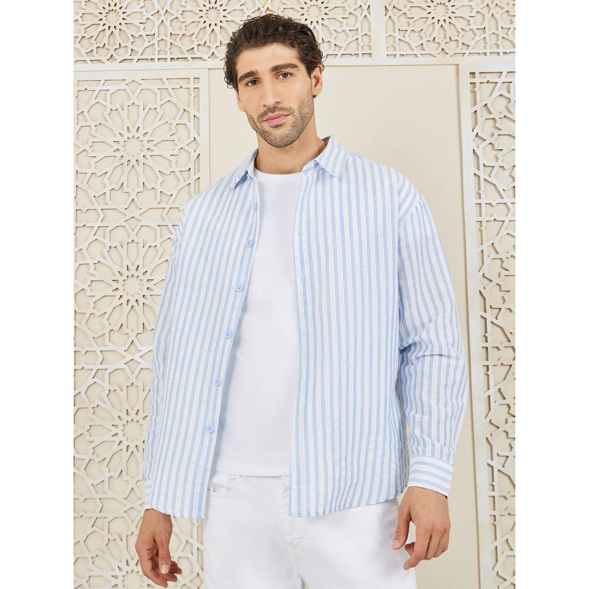 Styli Limited Cotton Striped Button Down Collar Shirt-men-clothing-shirts-image-1