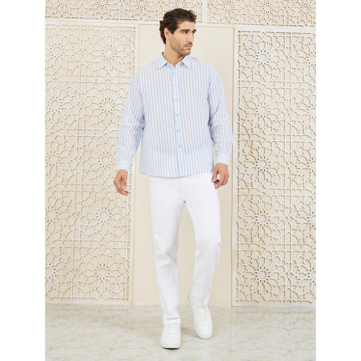 Styli Limited Cotton Striped Button Down Collar Shirt-men-clothing-shirts-image-2