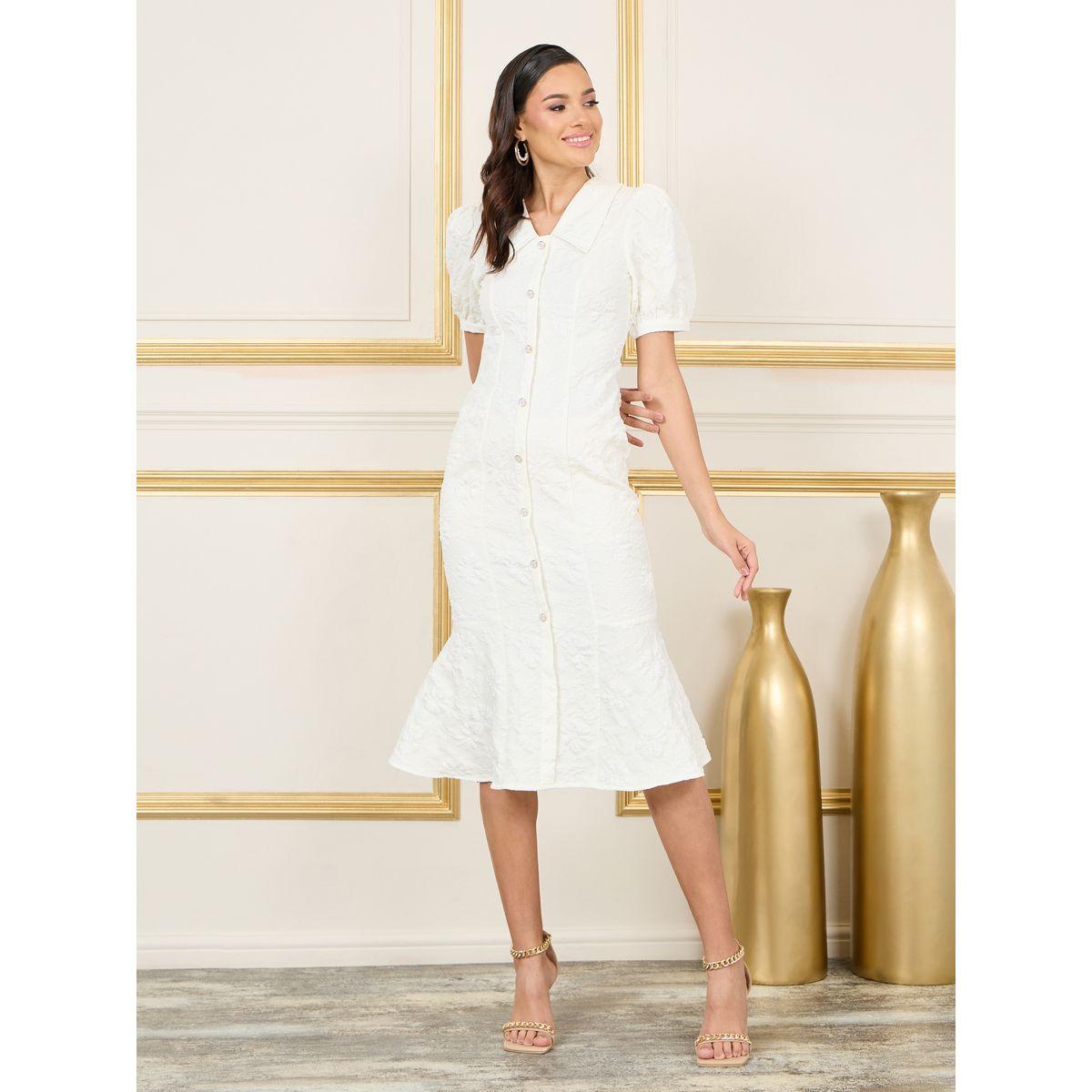 فستان ميدي بتفاصيل جاكار وازرار غلق-women-clothing-dresses-image-1