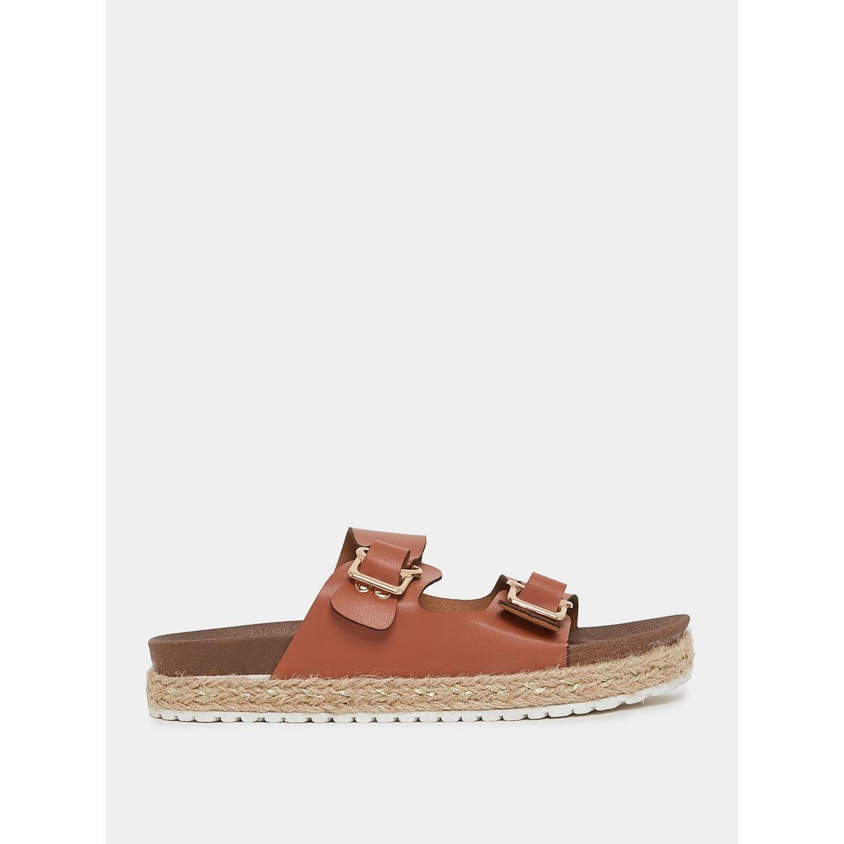 Styli Buckle Accent Dual Strap Slip On Flat Sandals-women-shoes-sandals-flats-image-2