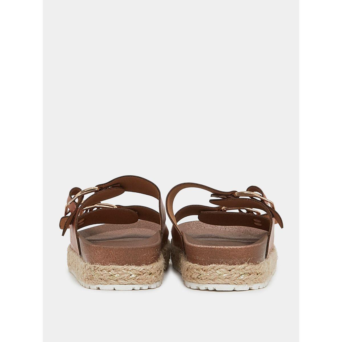 Styli Buckle Accent Dual Strap Slip On Flat Sandals-women-shoes-sandals-flats-image-5
