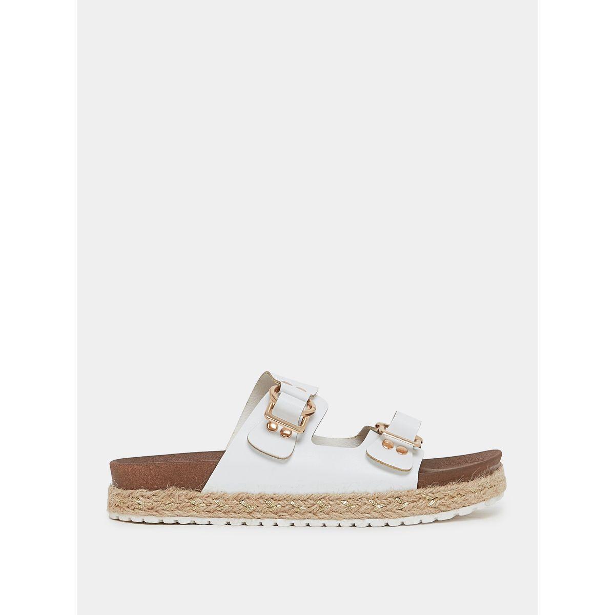 Styli Buckle Accent Dual Strap Slip On Flat Sandals-women-shoes-sandals-flats-image-2