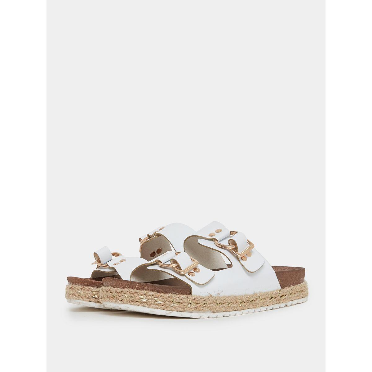Styli Buckle Accent Dual Strap Slip On Flat Sandals-women-shoes-sandals-flats-image-3