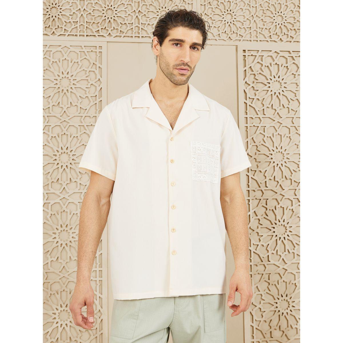 Styli Limited Lace Patch Pocket Cuban Collar Shirt-men-clothing-shirts-image-1