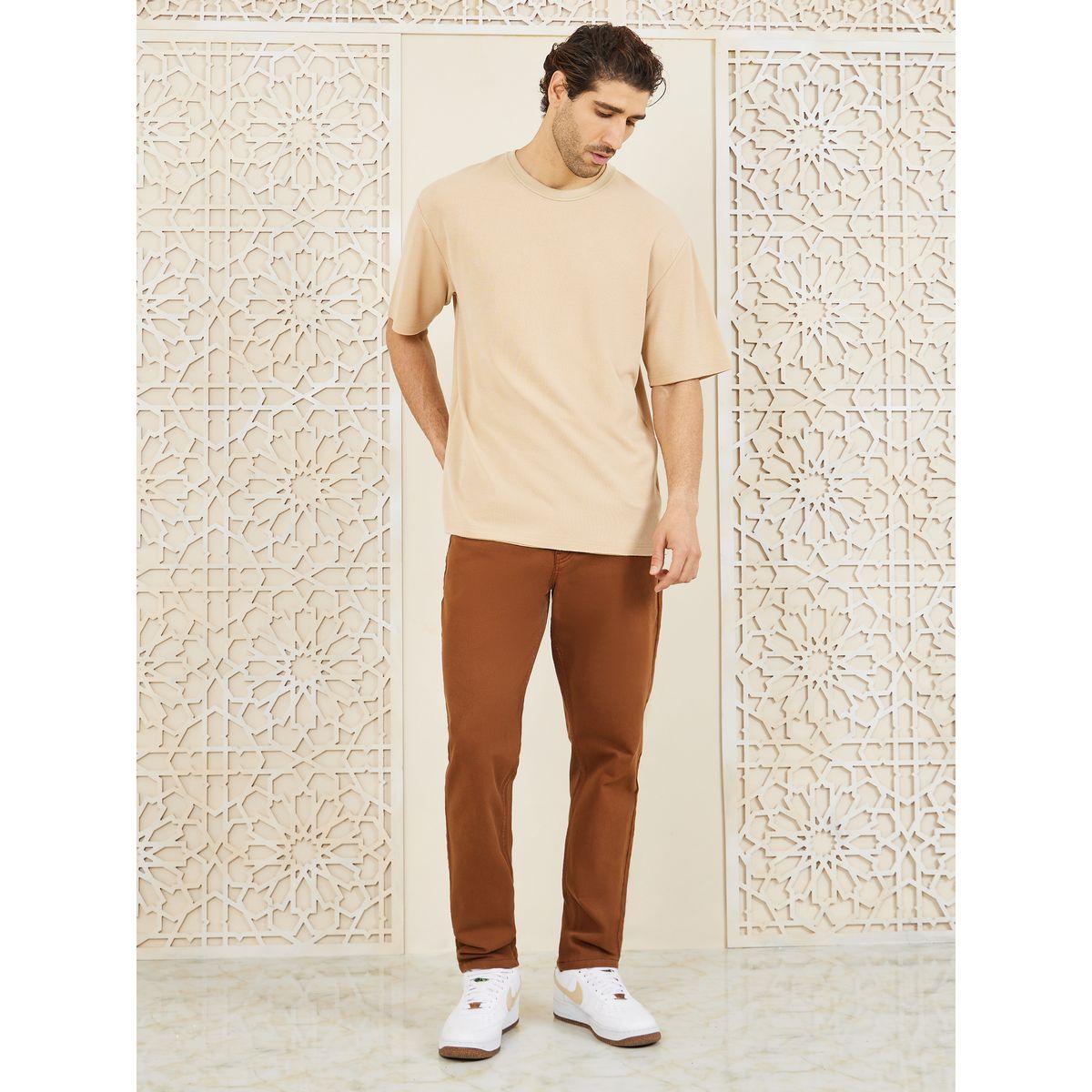 Styli Limited Oversized Ribbed Crew Neck Pique T-shirt-men-clothing-tshirtsandpolos-tshirts-image-2