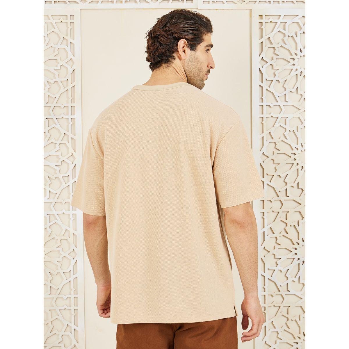 Styli Limited Oversized Ribbed Crew Neck Pique T-shirt-men-clothing-tshirtsandpolos-tshirts-image-4