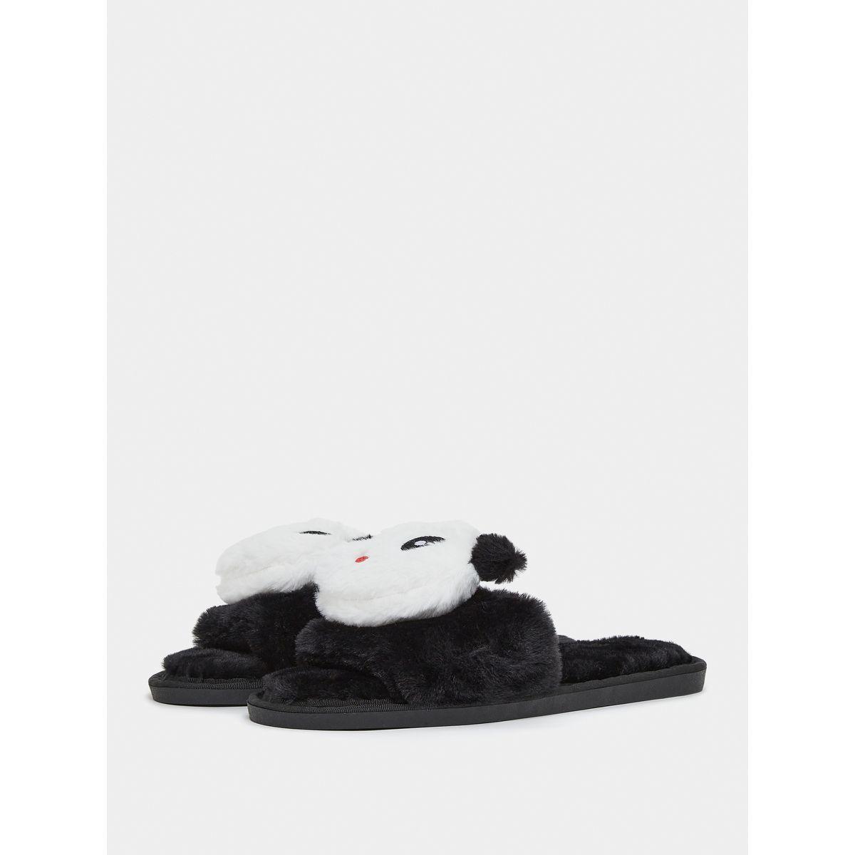 Styli Faux Fur Panda Bedroom Slippers-women-shoes-bedroomslippers-image-3