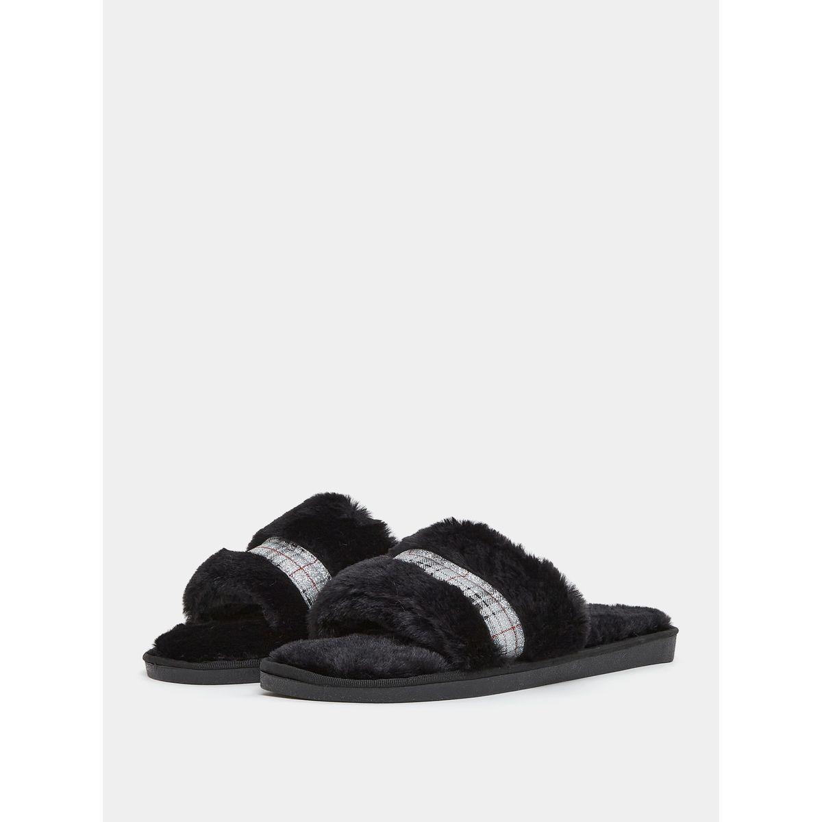 Styli Sparkle Tape Detail Fluffy Bedroom Slippers-women-shoes-bedroomslippers-image-2