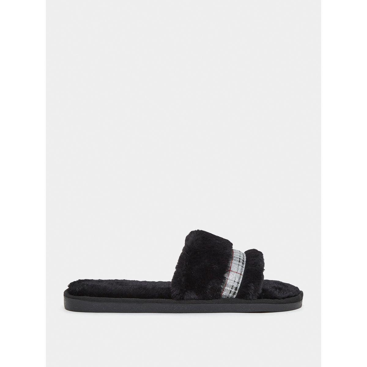 شبشب غرفة نوم بتفاصيل فرو صناعي-women-shoes-bedroomslippers-image-2
