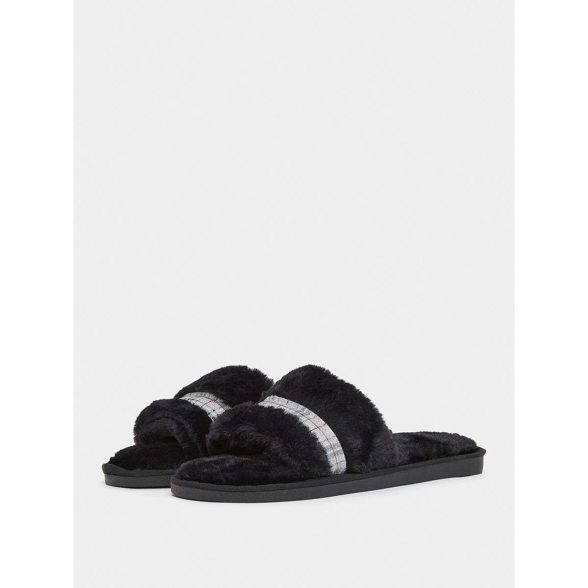 Styli Sparkle Trim Fluffy Bedroom Slippers-women-shoes-bedroomslippers-image-3