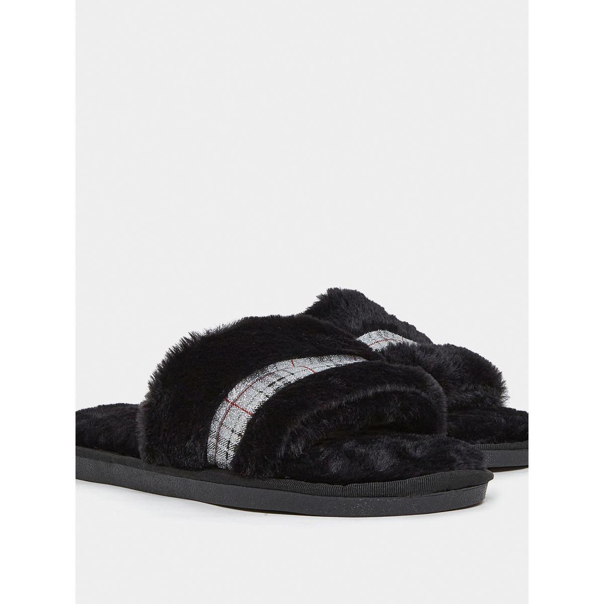 Styli Sparkle Trim Fluffy Bedroom Slippers-women-shoes-bedroomslippers-image-4