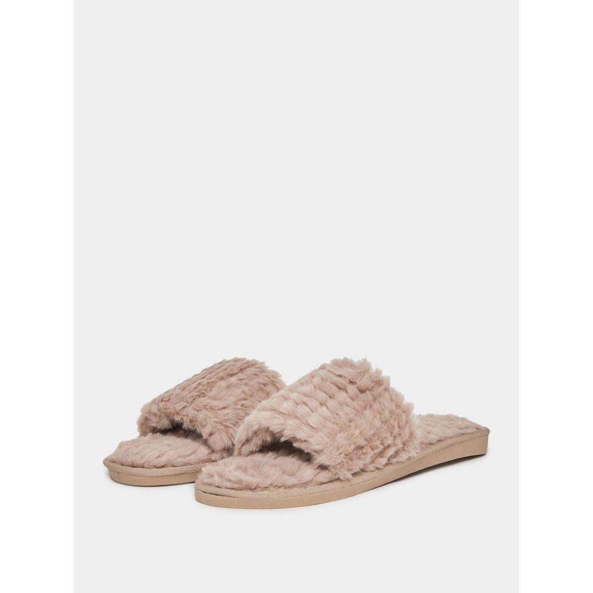 شبشب غرفة نوم بمقدمة مفتوحة وفرو صناعي-women-shoes-bedroomslippers-image-1