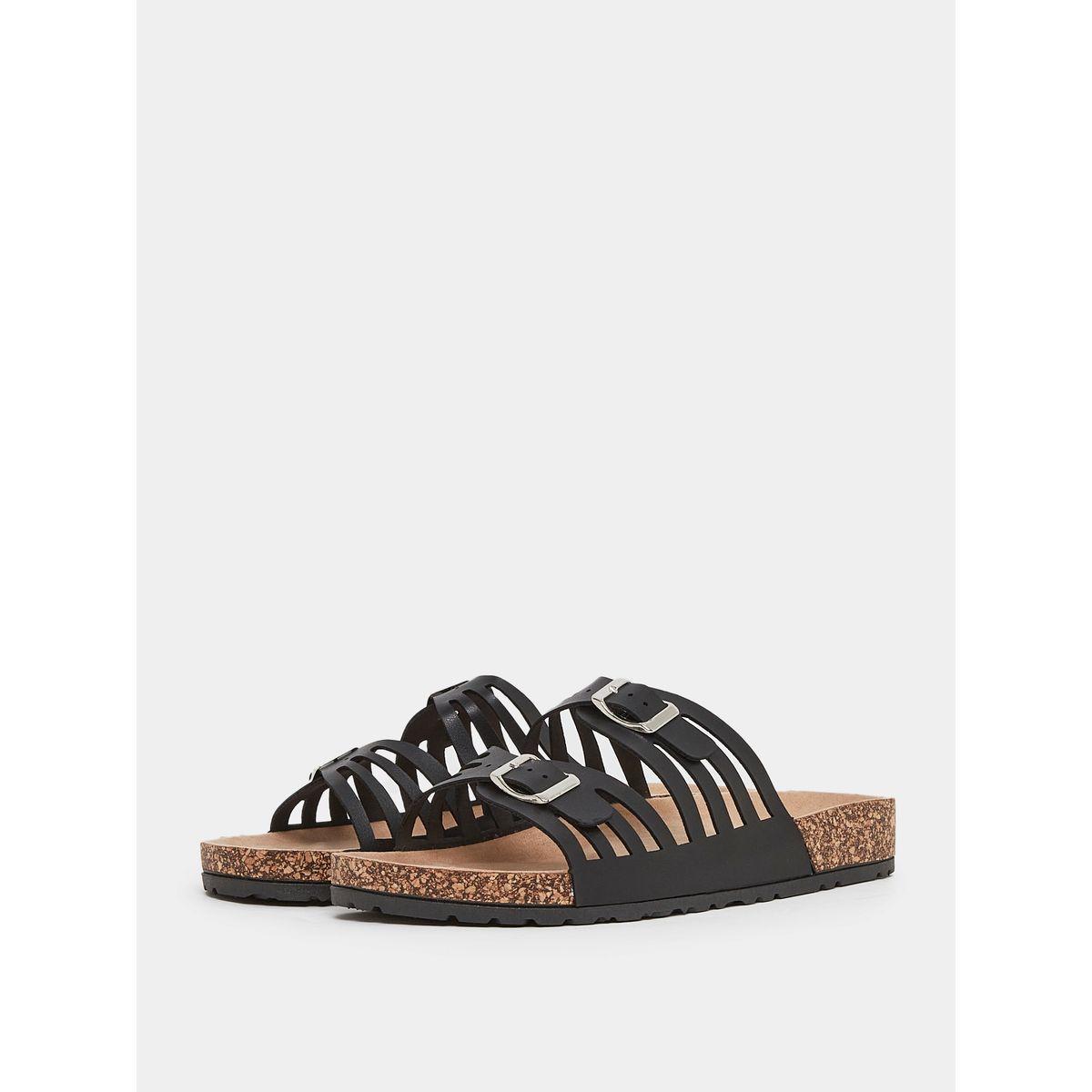 Styli Double Buckle Strap Flat Sandals-women-shoes-sandals-flats-image-3