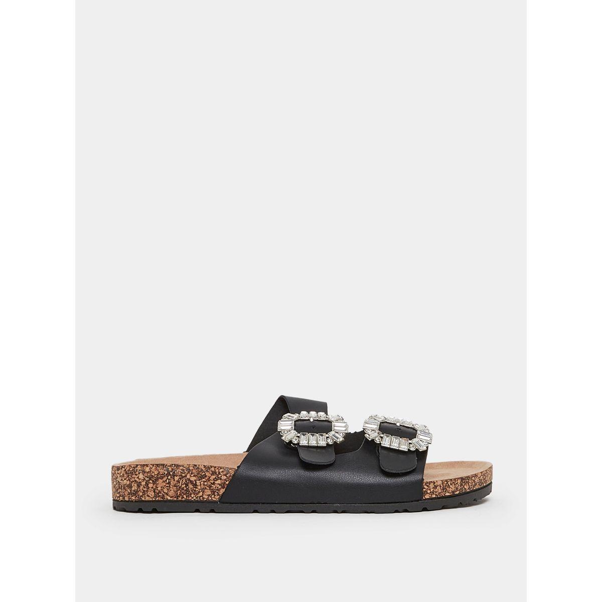 Styli Double  Embellished Buckle Strap Sandals-women-shoes-sandals-flats-image-2