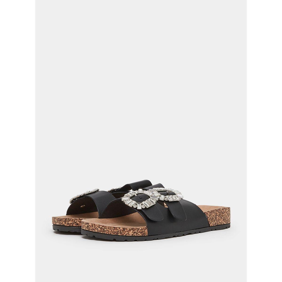 Styli Double  Embellished Buckle Strap Sandals-women-shoes-sandals-flats-image-3