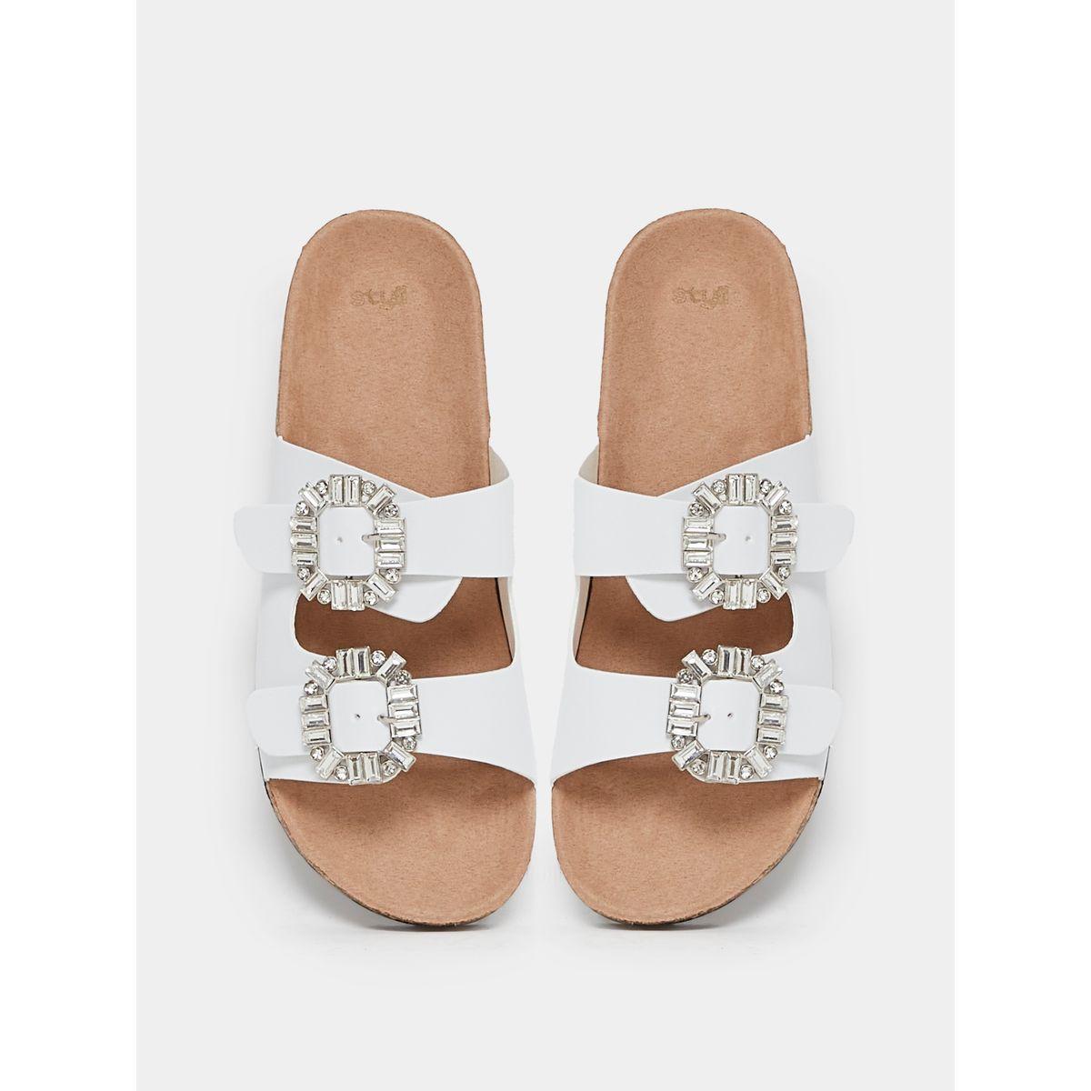 Styli Double Embellished Buckle Strap Sandals-women-shoes-sandals-flats-image-6