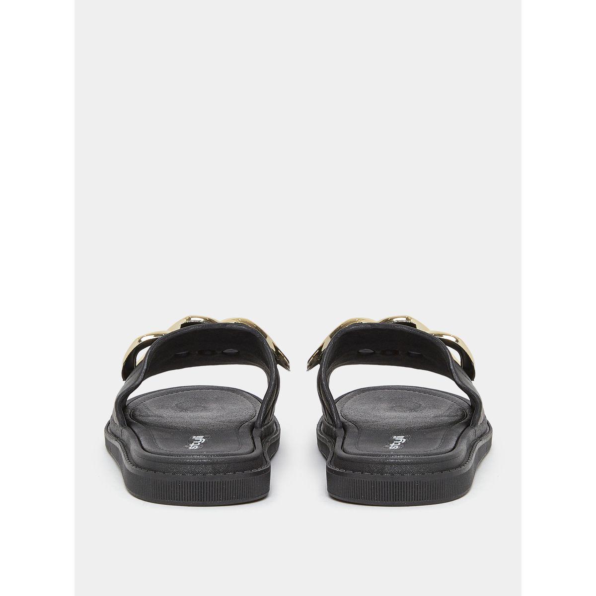Styli Chain Accent Stitch Detai Strap Flat Slides-women-shoes-flipflopsandslides-image-4