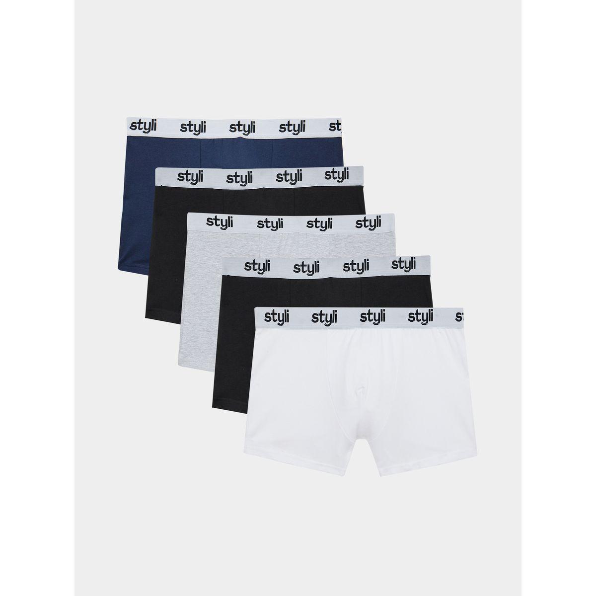 Styli Unwind Pack of 5 - Cotton Stretch Solid Trunks-men-clothing-innerwear-underwear-image-1