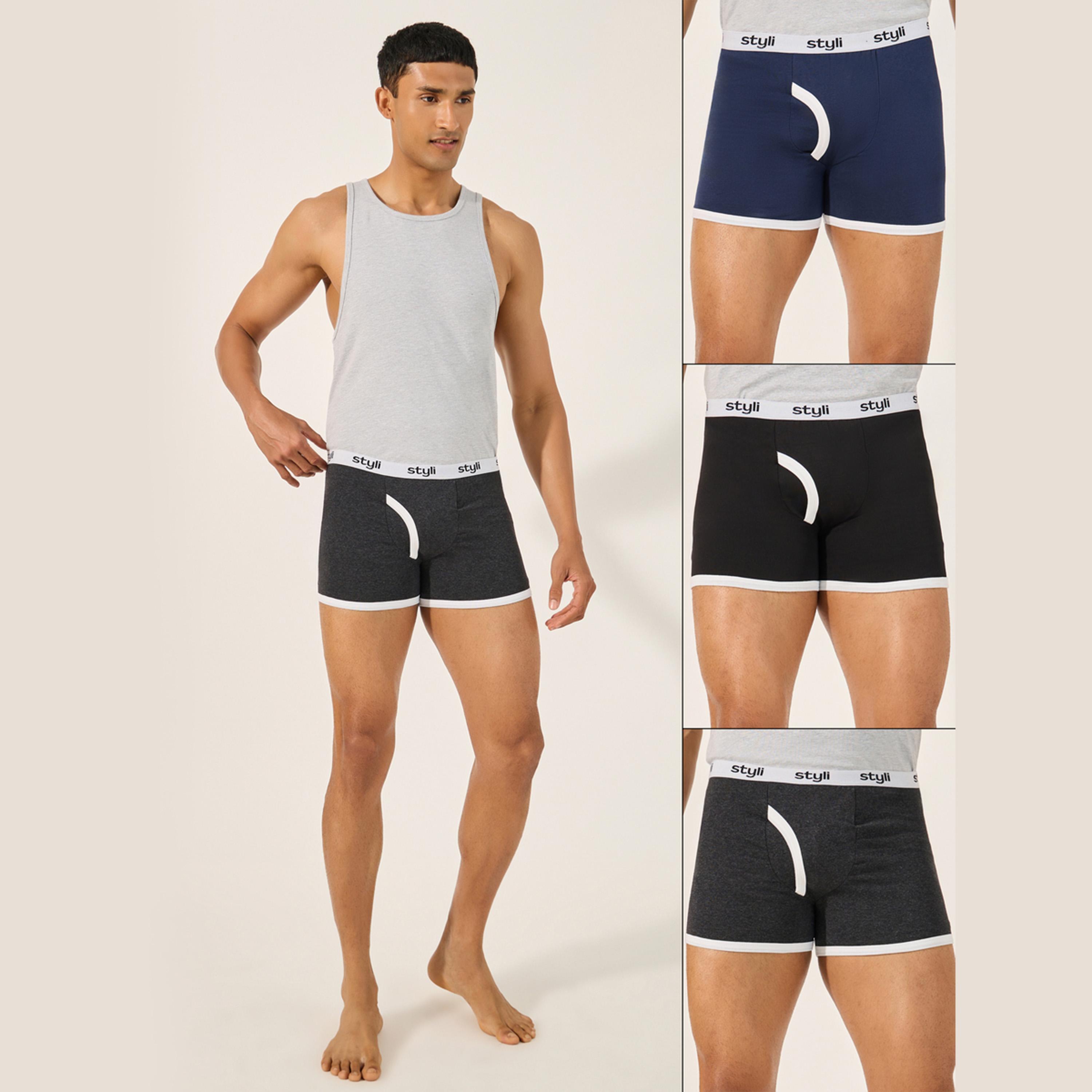 ستايلي - مجموعة من 3 قطع - سراويل داخلية طويلة من القطن المطاطي-men-clothing-innerwear-underwear-image-1