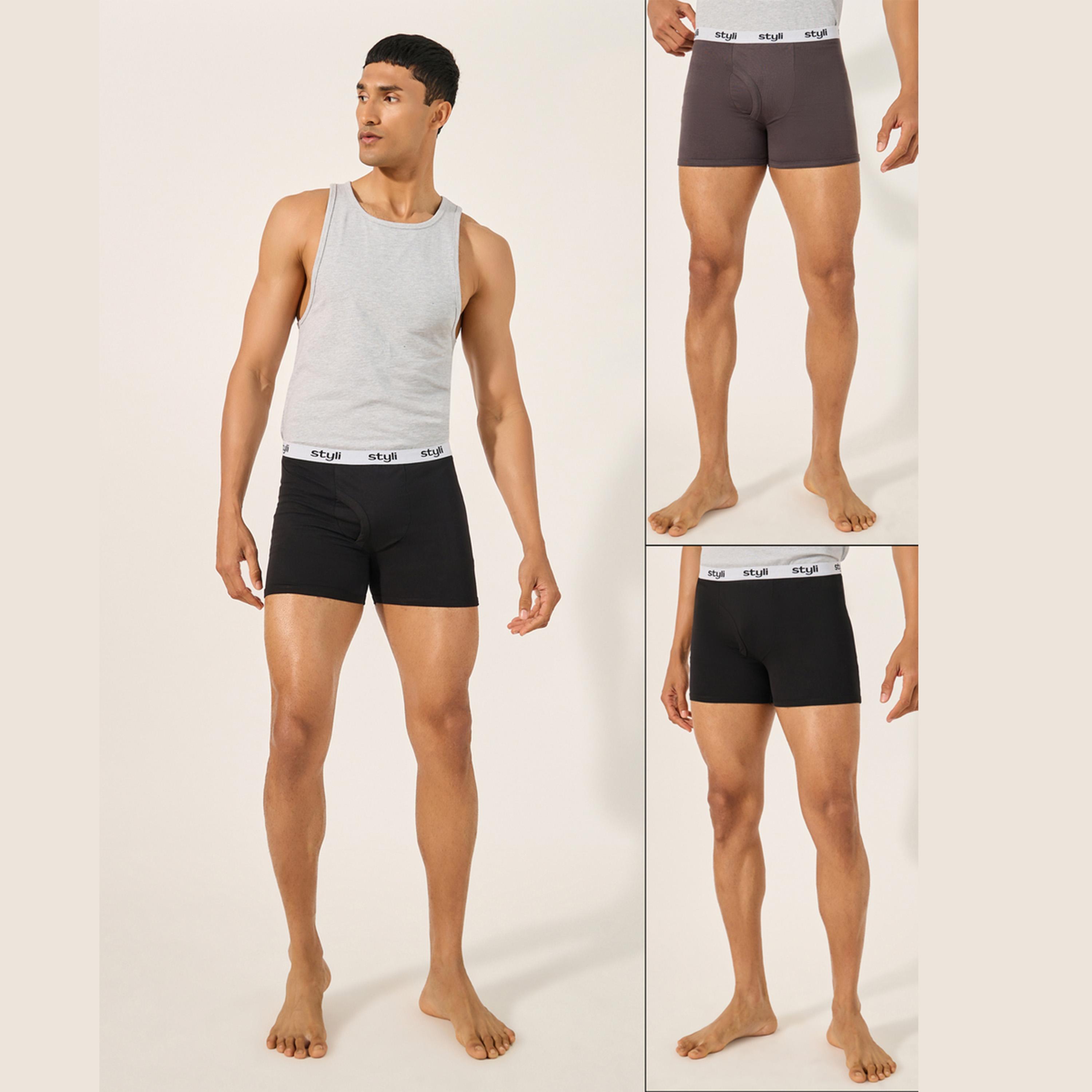 ستايلي - طقم من قطعتين - سروال داخلي طويل من القطن المطاطي-men-clothing-innerwear-underwear-image-1