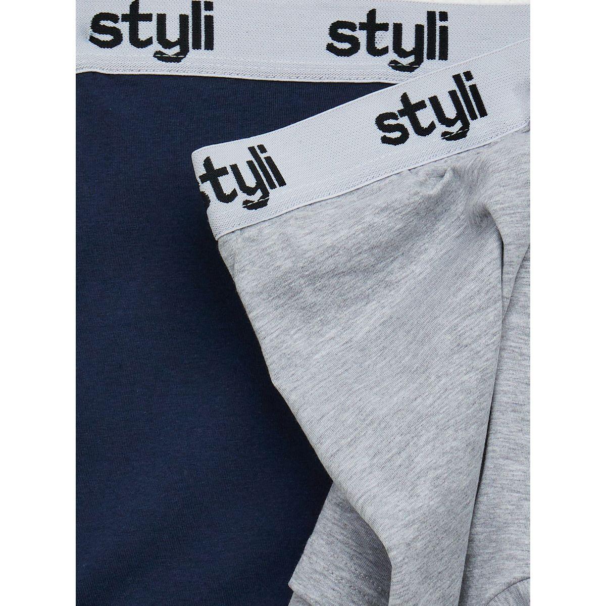 Styli Unwind Pack of 2 -  Cotton Stretch  Branded Elastic Solid Trunks-men-clothing-innerwear-underwear-image-4
