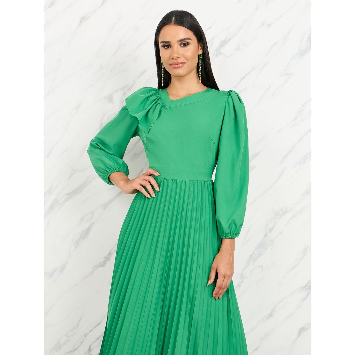 فستان ميدي بكسرات وتفاصيل كشكش-women-clothing-dresses-image-2
