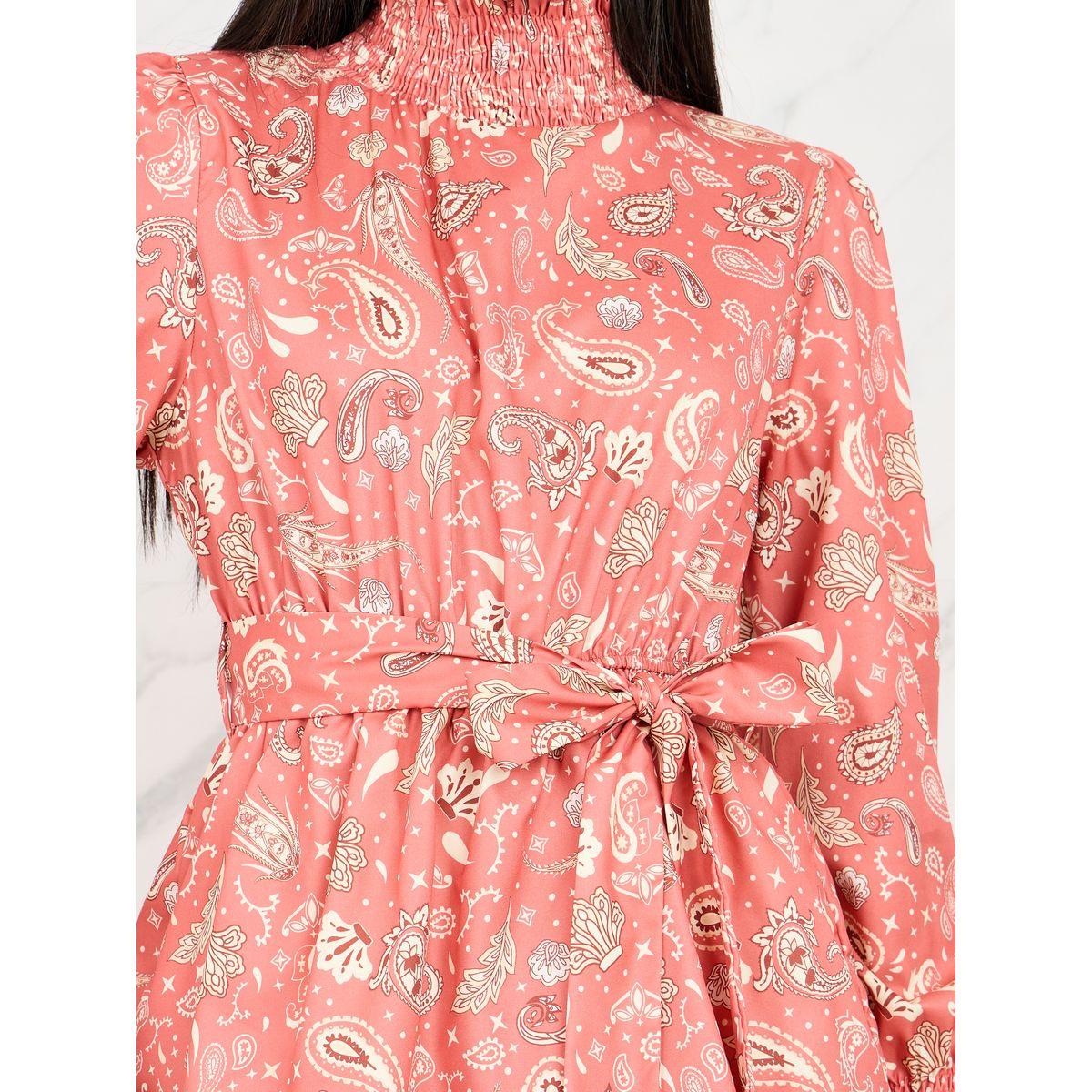 Styli Paisley Print Smocked High Neck Layer Tiered Maxi Dress-women-clothing-dresses-image-3