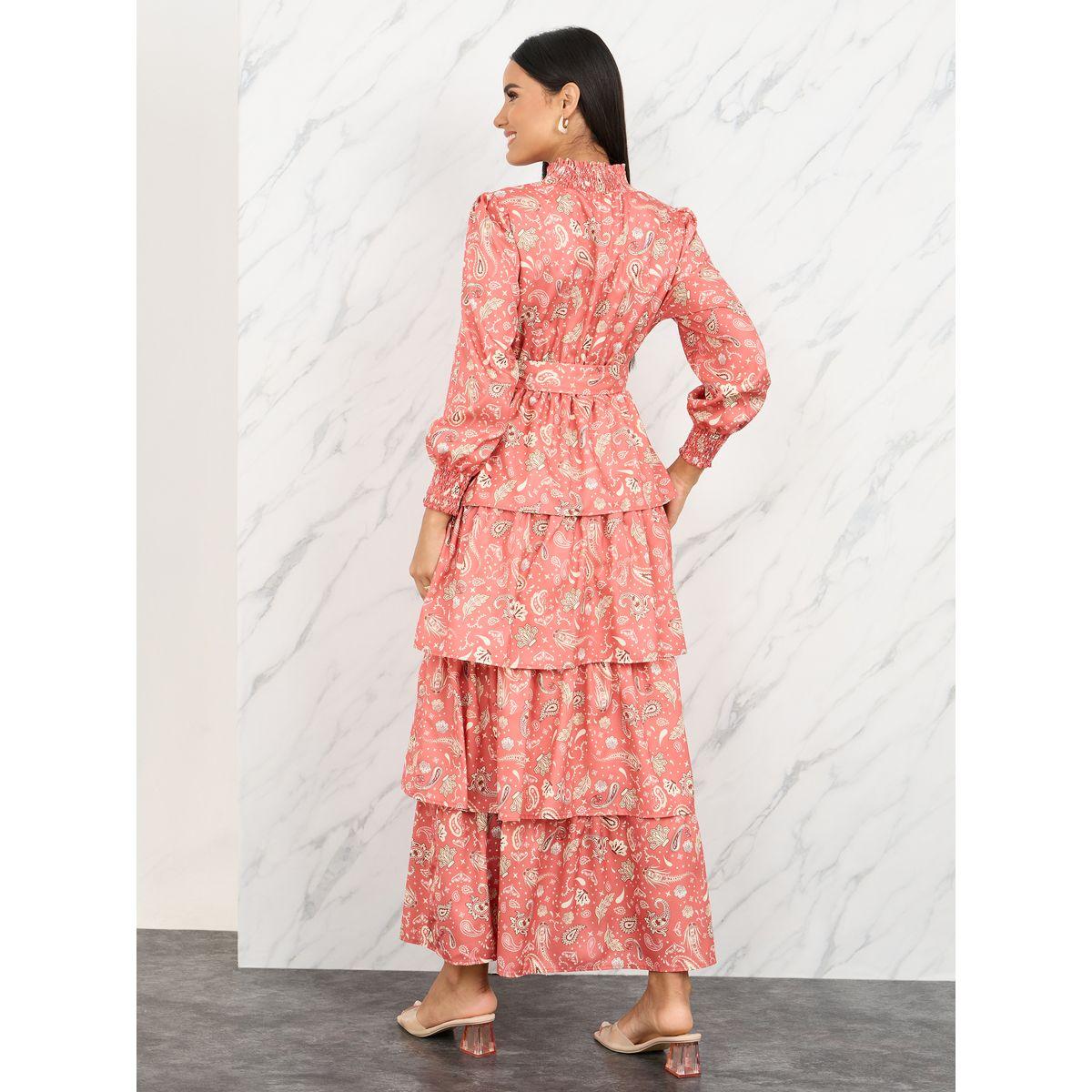 Styli Paisley Print Smocked High Neck Layer Tiered Maxi Dress-women-clothing-dresses-image-4