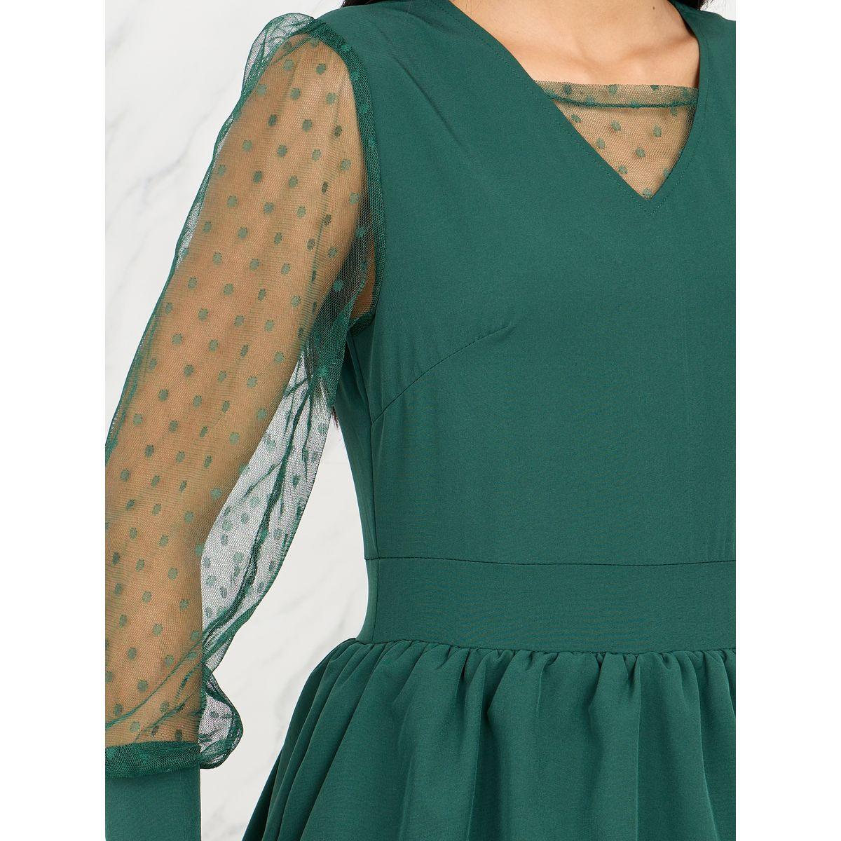 فستان ميدي بكسرات وتفاصيل كشكش-women-clothing-dresses-image-3