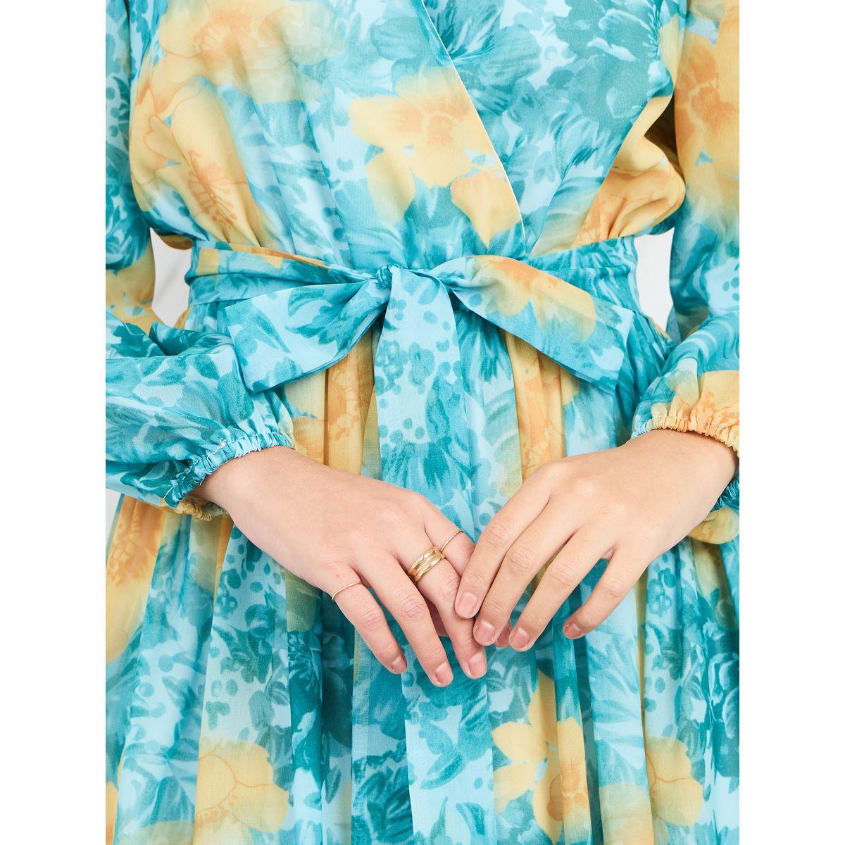 فستان طويل بطبعة زهور واكمام طويلة-women-clothing-dresses-image-3