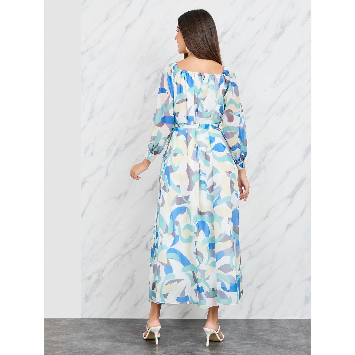 فستان ميدي مطبع بأنماط هندسية-women-clothing-dresses-image-4