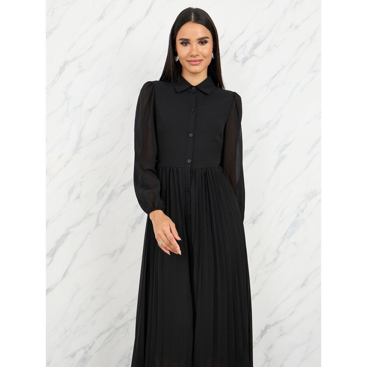 Styli Pleated A-Line Shirt Maxi Dress-women-clothing-dresses-image-2