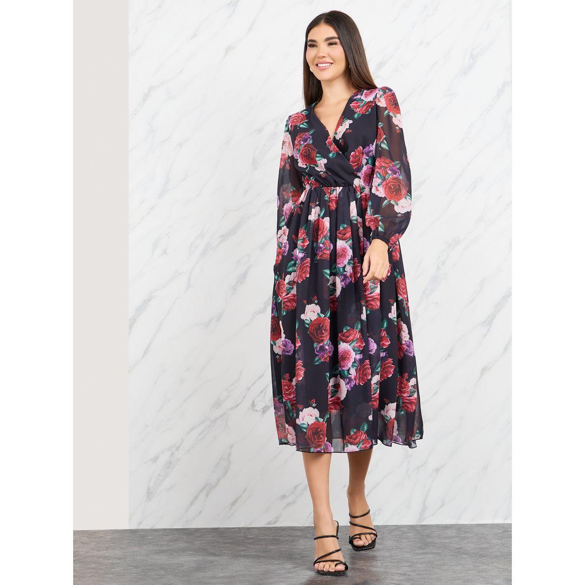 Styli Floral Print Chiffon A-Line Midi Dress-women-clothing-dresses-image-1