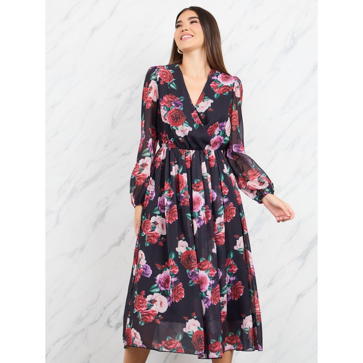 Styli Floral Print Chiffon A-Line Midi Dress-women-clothing-dresses-image-2