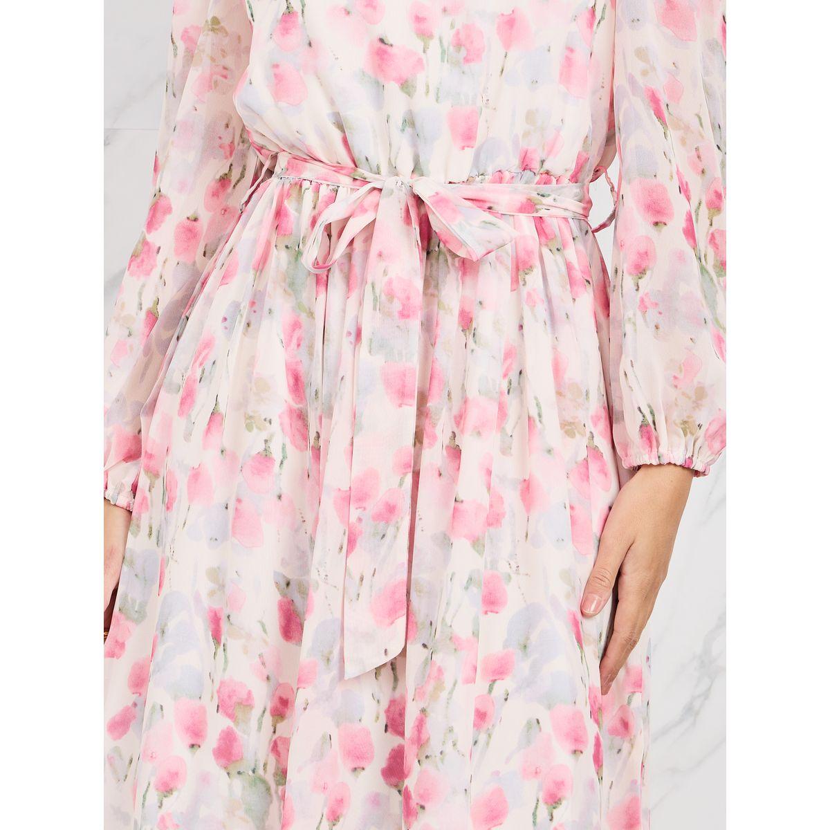Styli Floral Print Ruffle Hem Chiffon A-Line Midi Dress-women-clothing-dresses-image-3