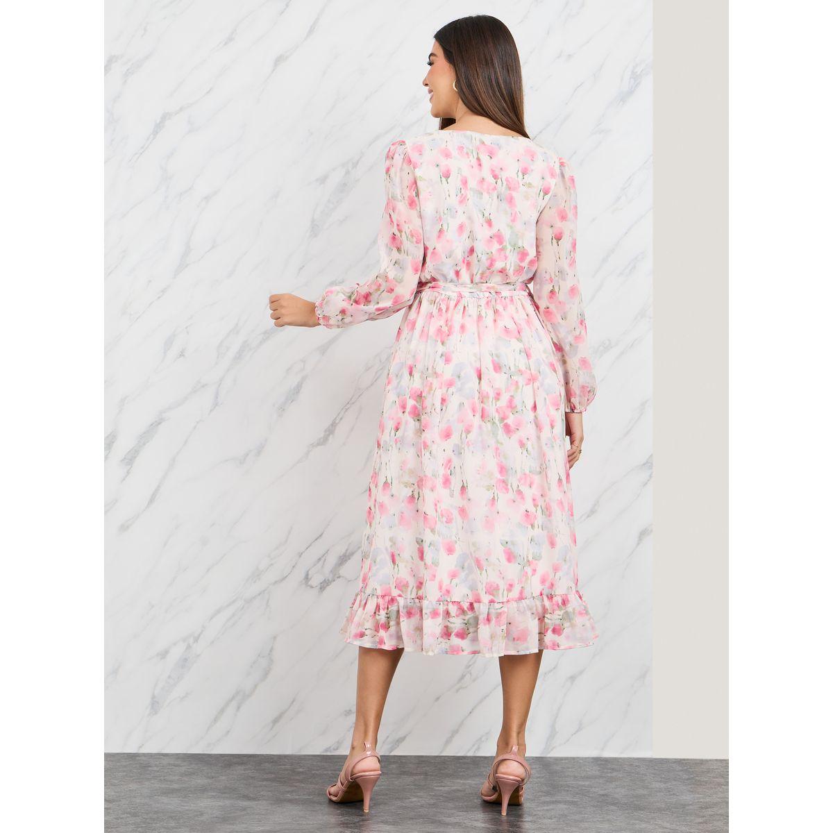 Styli Floral Print Ruffle Hem Chiffon A-Line Midi Dress-women-clothing-dresses-image-4