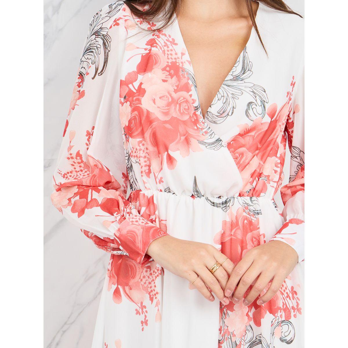 Styli Floral Print V Neck Chiffon Maxi Dress-women-clothing-dresses-image-3