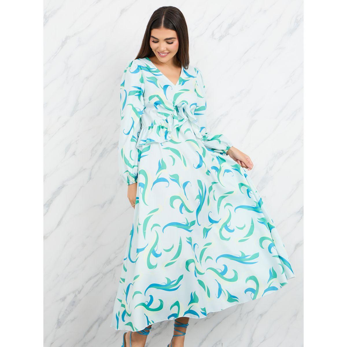 Styli Ruffle Detail A-Line Midi Dress-women-clothing-dresses-image-2