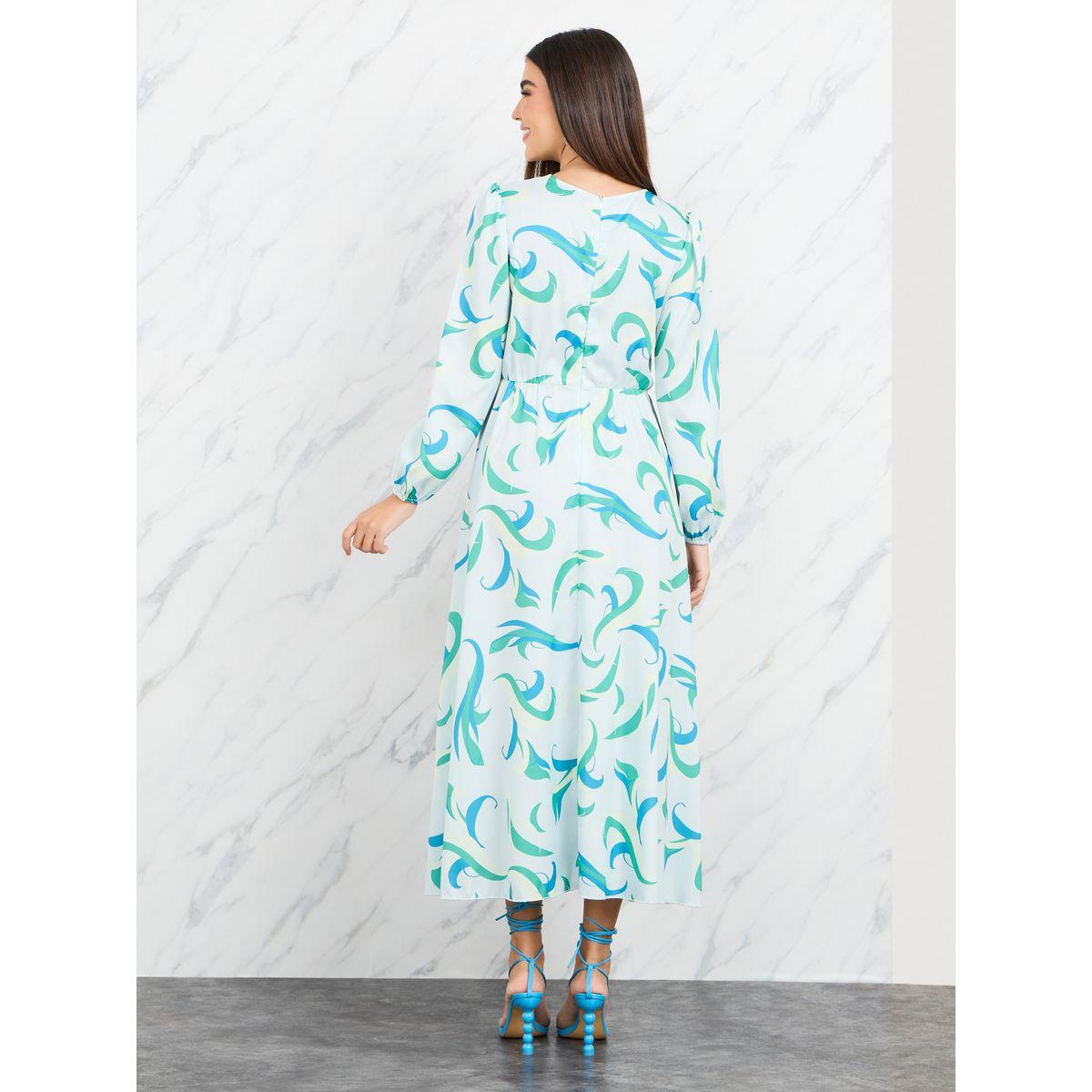 Styli Ruffle Detail A-Line Midi Dress-women-clothing-dresses-image-4