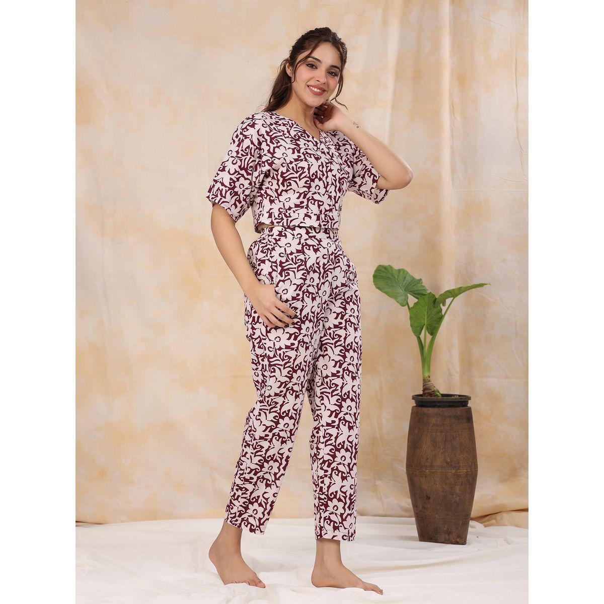 Sanskrutihomes X Styli All Over Print V Neck Placket Detail Top & Pants Co-Ord-women-clothing-coordsets-image-4
