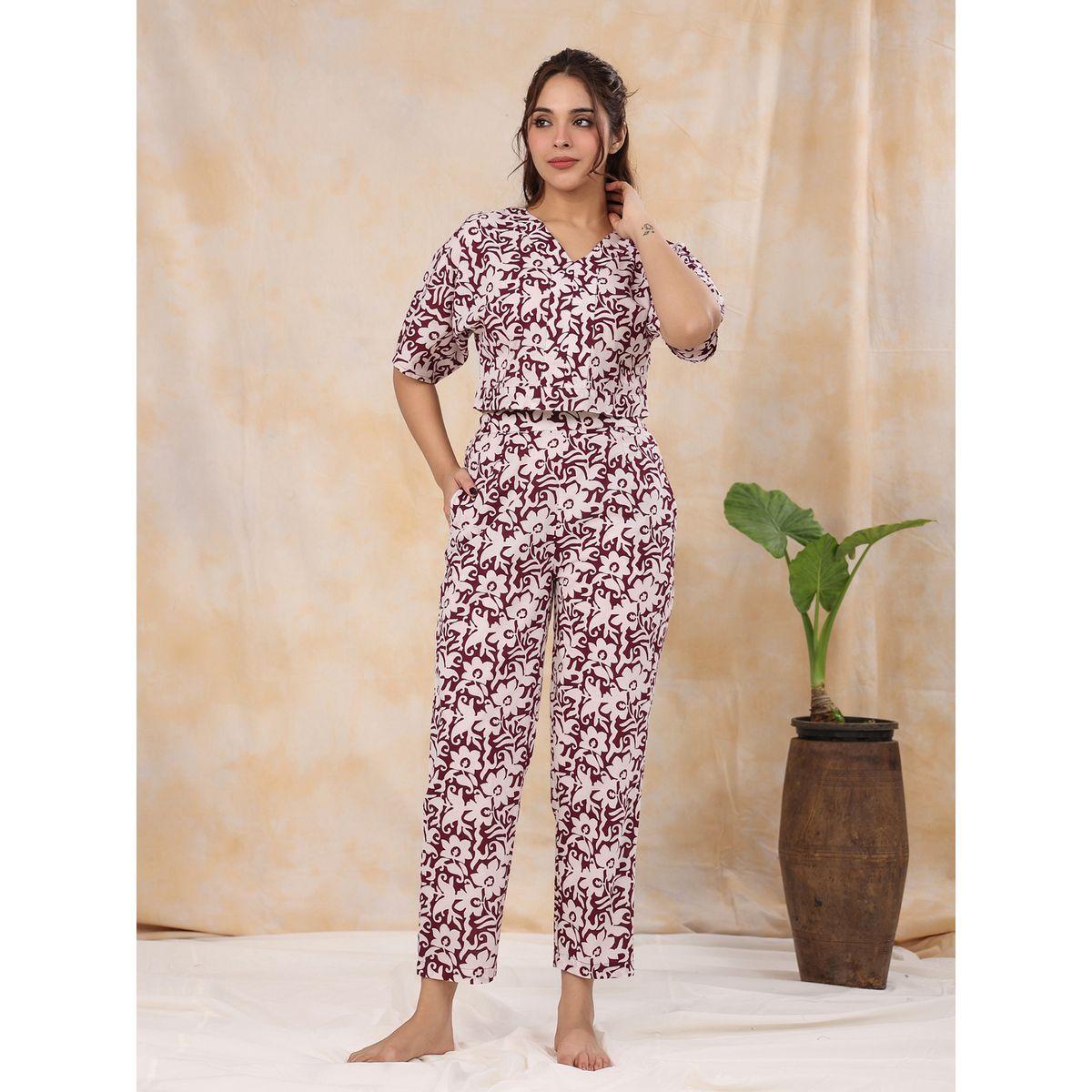 Sanskrutihomes X Styli All Over Print V Neck Placket Detail Top & Pants Co-Ord-women-clothing-coordsets-image-6