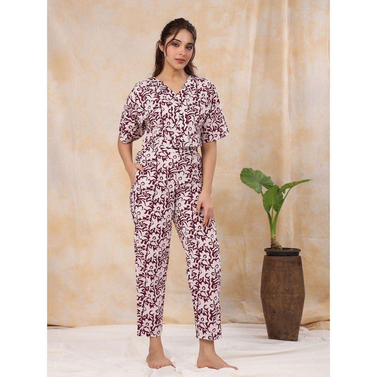 Sanskrutihomes X Styli All Over Print V Neck Placket Detail Top & Pants Co-Ord-women-clothing-coordsets-image-7