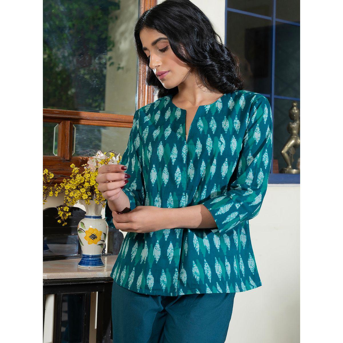 Sanskrutihomes X Styli All Over Print Notch Neck Top & Pants Co-Ord-women-clothing-coordsets-image-5