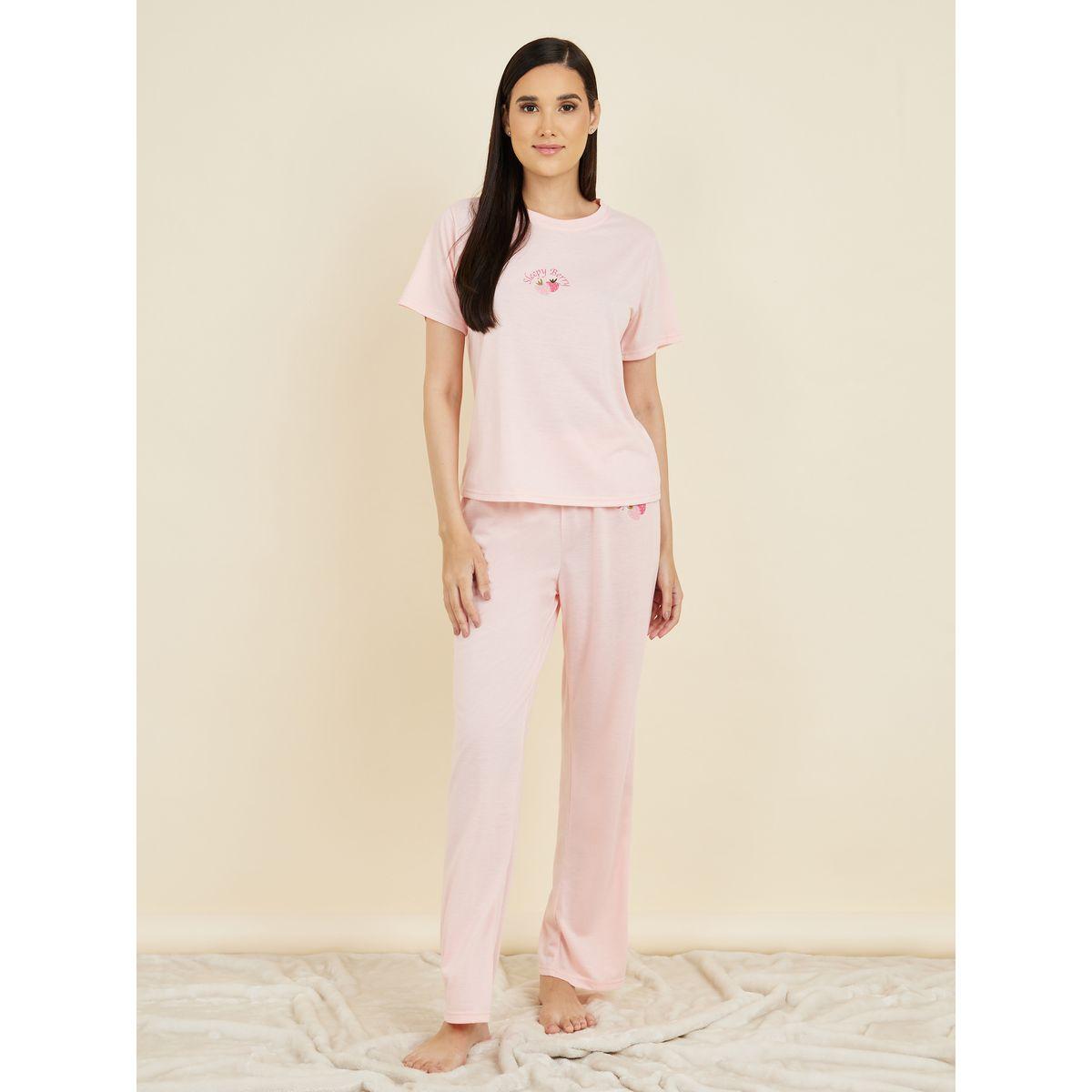 Styli Unwind Sleepy Strawberry Graphic Print T-shirt and Pyjama Set-women-clothing-nightwear-pyjamas-longsets-image-2