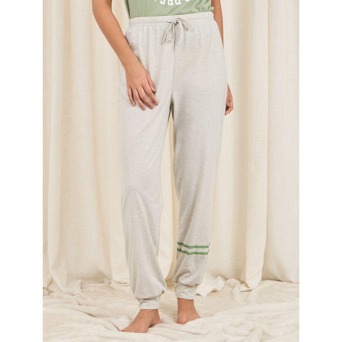 Styli Unwind Logo Print Striped Drop Shoulder Sleeves T-shirt and Cuff Pyjama Set-women-clothing-nightwear-pyjamas-longsets-image-6