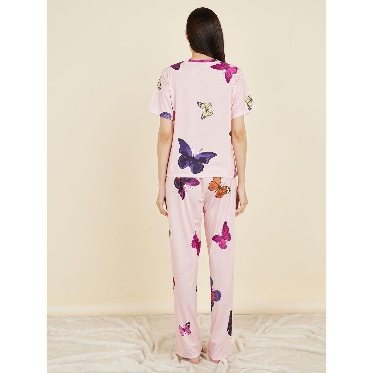 Styli Unwind Butterfly AOP T-shirt and Pyjama Set-women-clothing-nightwear-pyjamas-longsets-image-5