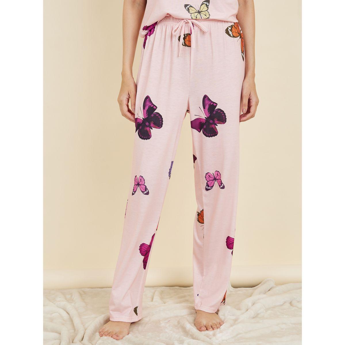 طقم من بنطال بيجاما مع تيشيرت مطبع بالكامل-women-clothing-nightwear-pyjamas-longsets-image-6